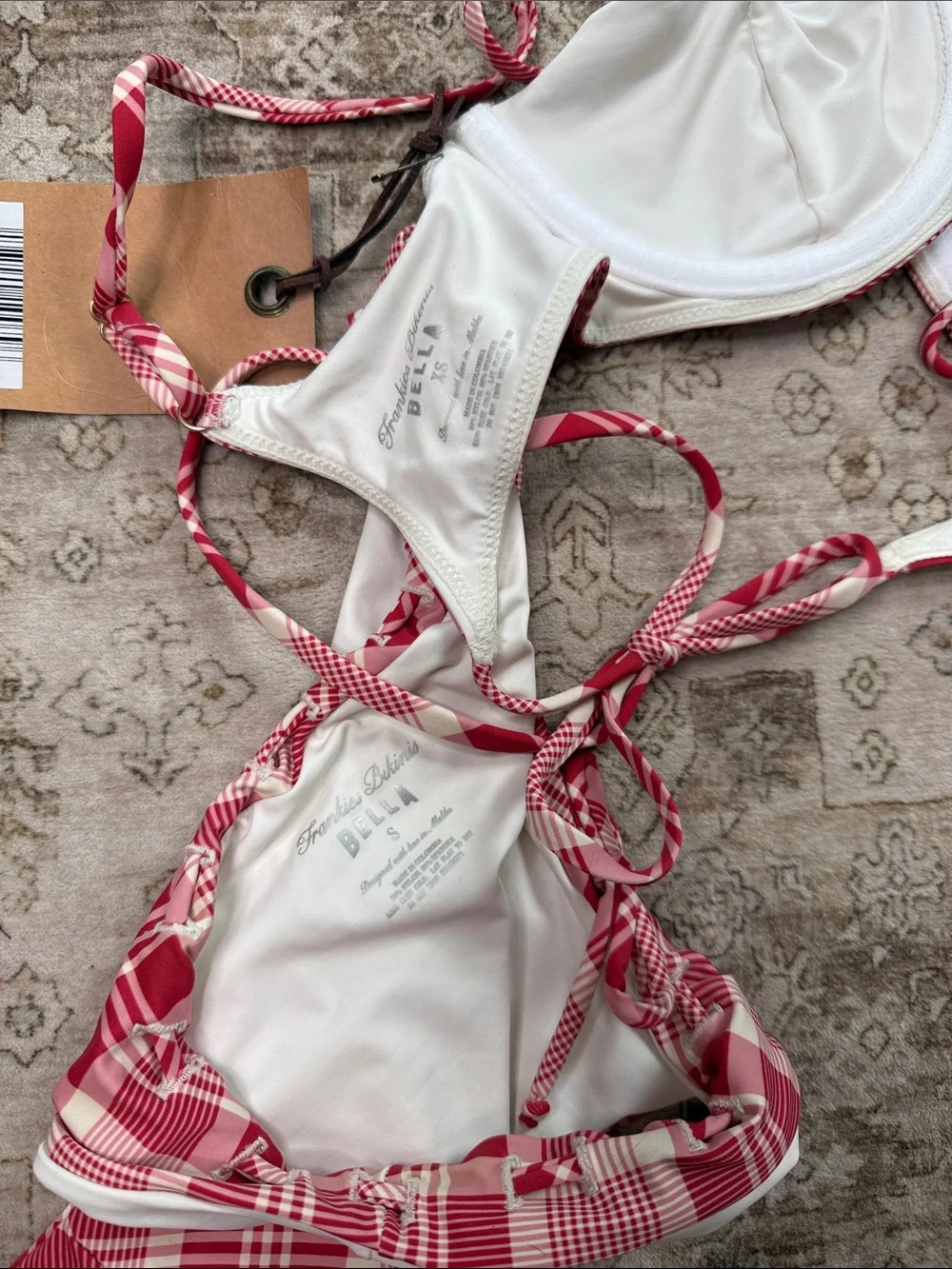 Frankie’s bikinis Bella Hadid Gingham Bikini nwt